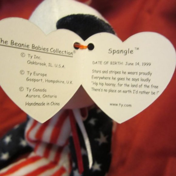 VTG TY ORIGINAL BEANIE BABY "SPANGLE" BEAR WHITE FACE, W/ERRORS - Picture 4 of 9